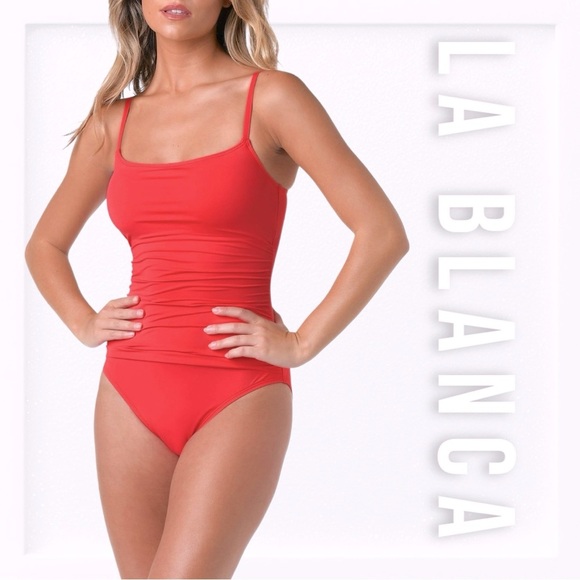 NWT La Blanca Island Goddess One Piece Guava Bathing Suit sz 6 - Picture 1 of 14